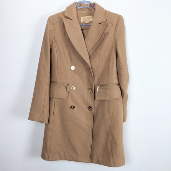 Michael Michael Kors Camel Wool Cashmere Coat Size 2 - Picture 10 of 10